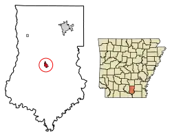 Location of Hermitage in Bradley County, Arkansas.