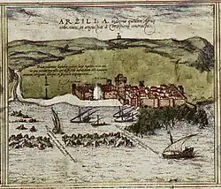 Portuguese Asilah depicted in Civitates Orbis Terrarum, 1593