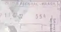 Brazilian entry stamp in a US passport.