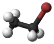 Ball and stick model of bromoethane
