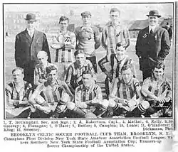 Team photo from a newspaper; the players are wearing vertically-striped jerseys.