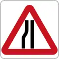 Road narrow on left sides ahead