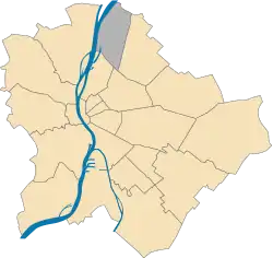Location of District IV in Budapest (shown in grey)