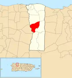 Location of Buena Vista within the municipality of Hatillo shown in red