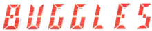 Logo of the Buggles which is red text displaying "Buggles". This is on the cover art of The Age of Plastic.
