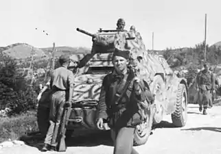 A Breda 20/65 M35 mounted as the main armament on an Italian AB 41 armored car.