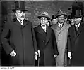 Kemalettin Sami Gökçen (far right) with Tevfik Rüştü Aras (second from left), and Carl von Schubert (far left)