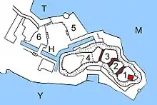 Detailed layout of Kitsuki Castle