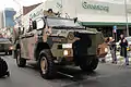 Bushmasters, the regiment's latest vehicles, parading through Parramatta 2014