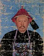 The Dörbed-Oirat Buyan Tegus in Qing dynasty costume. Painting by Jean Denis Attiret