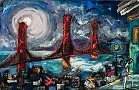 Byron Randall, "Golden Gate Bridge", tempera, 1950s