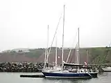 A C&C 37/40 XL lying at dock at Ballantynes Cove, Nova Scotia.