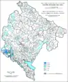 Share of Serbs in Montenegro by settlements 1961