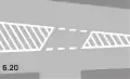 6.20 Restricted area (white, shaded and framed)optically guide traffic; srictly prohibited to be crossed, transferred, or driven over