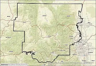 Map of the Colorado 2nd Congressional District since 2023