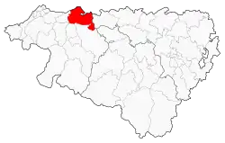 Bidache shown on a map of the modern départment of Pyrénées-Atlantiques