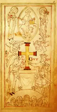 King Canute & Queen Ælfgifu from Stowe Ms 944, folio 6, now in The British Library