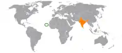 Map indicating locations of Cabo Verde and India