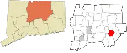 Andover's location within the Capitol Planning Region and the state of Connecticut