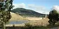 Carcoar Dam, with estimated capacity of 2,000 megalitres (71×10^6&nbsp;cu&nbsp;ft), in 2010.
