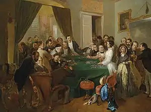 A gambling party - illustration to scene 1 of La traviata.