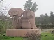 Cloud Twins by American sculptor Carol Turner in Yanghu Wetland Park.