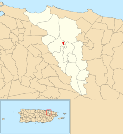 Location of Carolina barrio-pueblo within the municipality of Carolina shown in red
