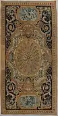 Carpet with fame and fortitude; by the Savonnerie manufactory; 1668–1685; knotted and cut wool pile, woven with about 90 knots per square inch; 909.3 x 459.7&nbsp;cm; Metropolitan Museum of Art