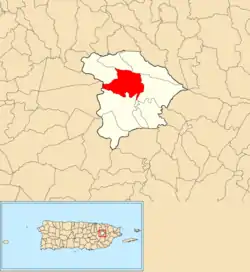 Location of Celada within the municipality of Gurabo shown in red