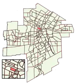 Location of Centennial within Winnipeg