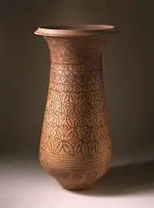 Ceremonial vessel; 2600-2450&nbsp;BC; terracotta with black paint; 49.53 × 25.4&nbsp;cm; Los Angeles County Museum of Art (US)