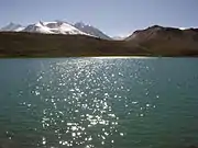 Chandra Taal reflecting evening sun