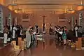 The Chapter Room at Holy Spirit Monastery. Usually the monks meet together in this room for daily religious instruction and meditation but this photo shows a ceremony with the abbot and guests.