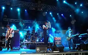 The Charlatans playing at the Eolica Festival in July 2007, Tenerife. L to R: Martin Blunt, Jon Brookes, Tim Burgess, Mark Collins