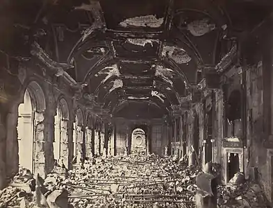 Grand Salle of Council of State in the Palais d'Orsay after the Bloody Week. It was later replaced by the Musée d'Orsay