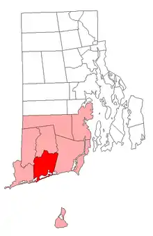 Location of Charlestown in Washington County, Rhode Island