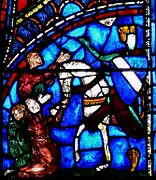 Knight with the Champagne family coat of arms, probably Thibaud VI - Life of the Virgin (bay 28b).