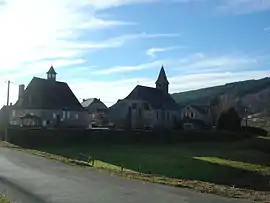 The town hall and the church in Chaumeil