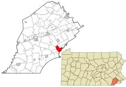 Location in Chester County and the state of Pennsylvania.
