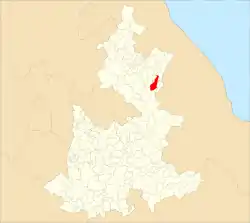 Location of the municipality in Puebla