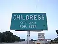 2008 City Limits sign for Childress