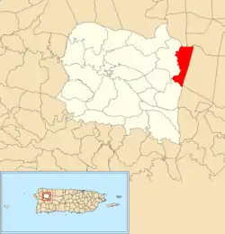 Location of Cibao within the municipality of San Sebastián shown in red