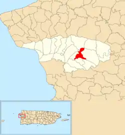 Location of Cidra within the municipality of Añasco shown in red