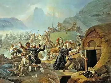 An Adyghe strike on a Russian Military Fort built over a Shapsugian village that aimed to free the Circassian Coast from the occupiers during the Russian-Circassian War, 22 March 1840