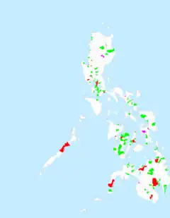 "Map of the Philippines showing its cities and municipalities"