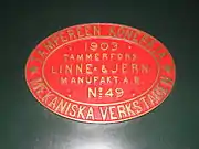 The builder’s plate of Sk3 400  of 1903 at the Finnish Railway Museum