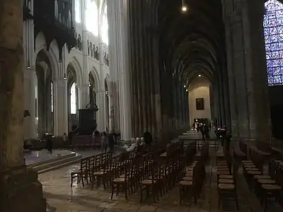 Restoration in 2019; the cleaned and painted nave contrasts with the side aisle, darkened with age and soot