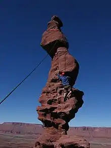 Climber ascends the Corkscrew