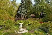 Sundial and shelter at the Fellows' Garden