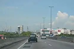 View of the tower (left) and Sunway Medical Centre (right) from the Subang–Kelana Jaya Link